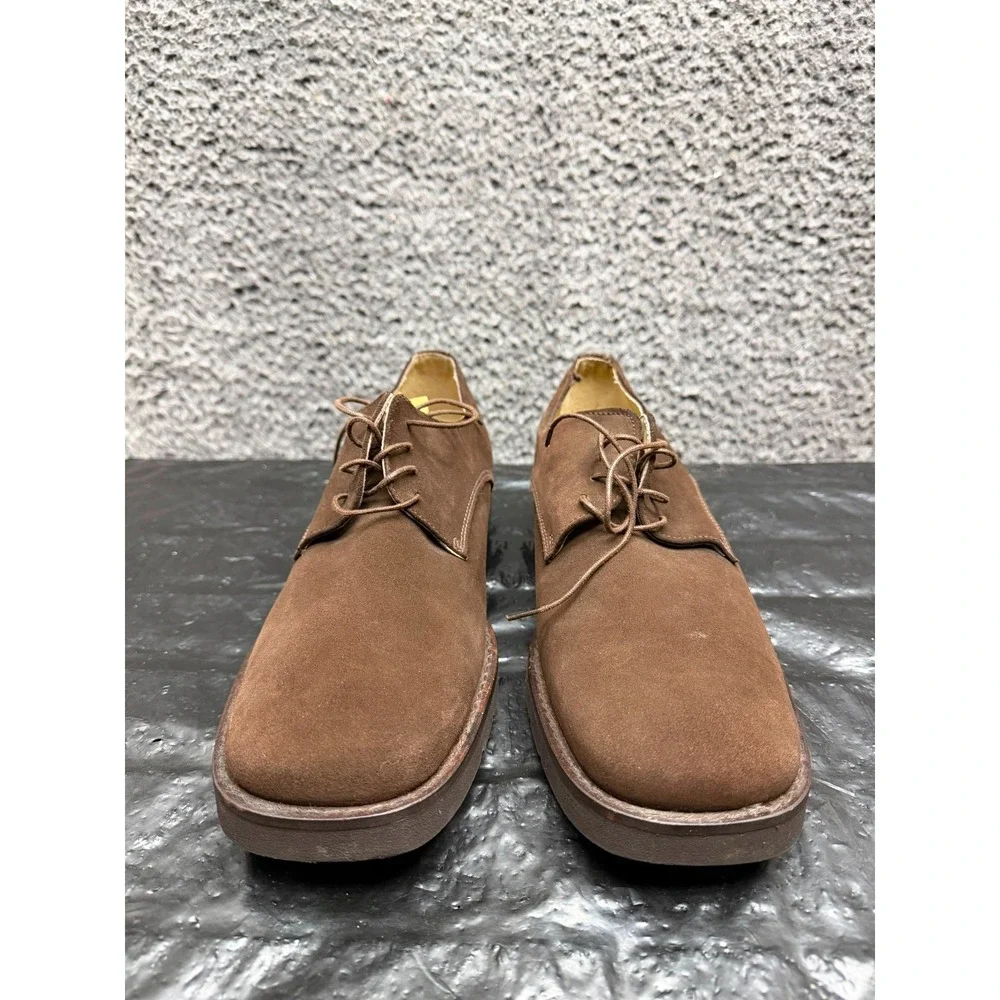 Parachoc France Suede Square Toe Lace Up Derby Shoes Brown Mens Size 44 EU